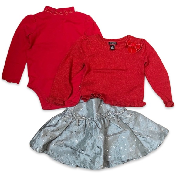 THE CHILDREN'S PLACE || Sweater Mock Onesie Skirt Set | Holiday Outfit || 18-24m - Picture 1 of 16